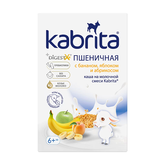 Каша Kabrita<r></r> пшеничная с бананом, яблоком и абрикосом